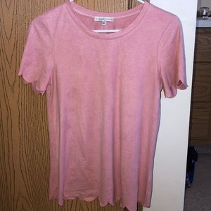 Pink suede top with scallop edges
